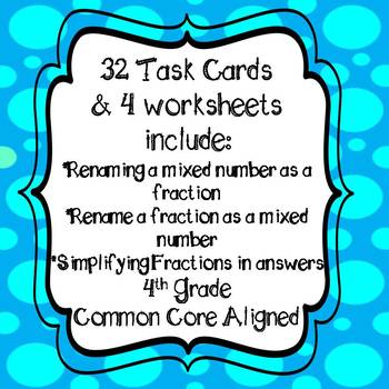 Renaming Mixed Numbers and Improper Fractions (Convert) Task Cards