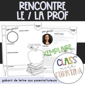 Preview of Rencontre le/la prof - Gabarit de lettre aux parents/tuteurs pour la rentrée