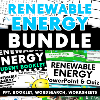 Preview of Renewable Energy Activity Bundle: PPT - Booklet - Worksheets -Word Search & More