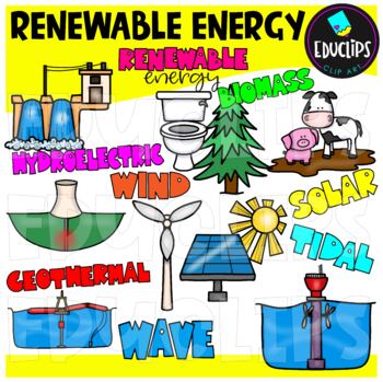 Preview of Renewable Energy Clip Art Set - EARTH DAY {Educlips Clipart}