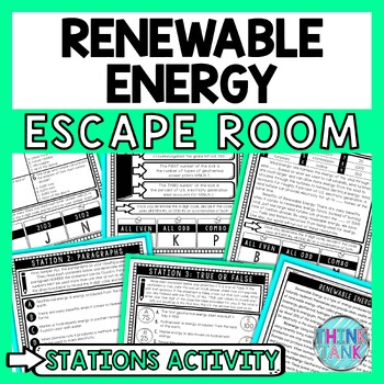 Preview of Renewable Energy Escape Room Stations - Reading Comprehension Activity