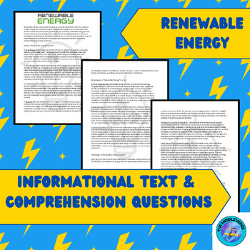Preview of Renewable Energy Informational Text w/Questions