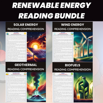 Preview of Renewable Energy Reading Comprehension Bundle | Solar Wind Geothermal Biofuels