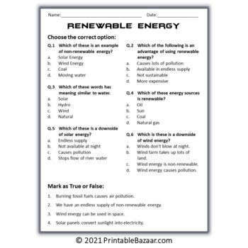 GRADE II - Individual Science Quiz, PDF, Renewable Resources