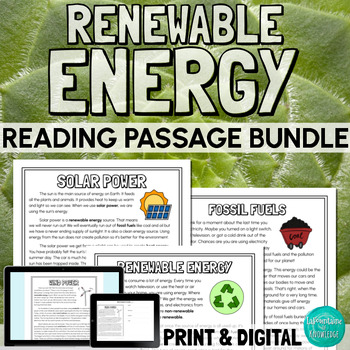 Preview of Renewable Energy Reading Comprehension Passages Bundle PRINT and DIGITAL