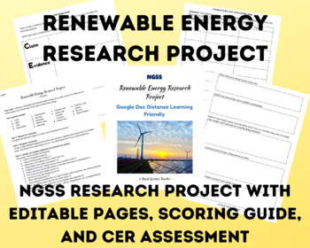 Preview of Renewable Energy Research Project - Distance Learning NGSS