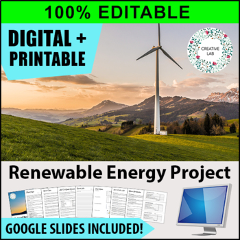 Preview of Renewable Energy Research Project - PBL - 100% Editable