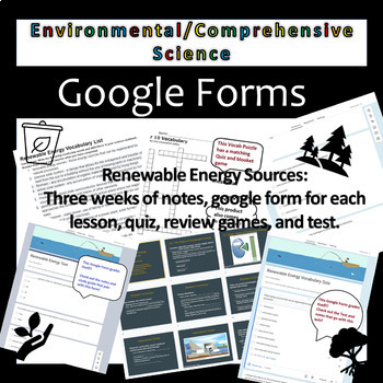 Preview of Renewable Energy Sources | UNIT BUNDLE | Google Forms |