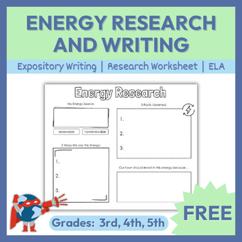 Preview of Renewable Energy Worksheets | Research & Writing | Gr 3-5