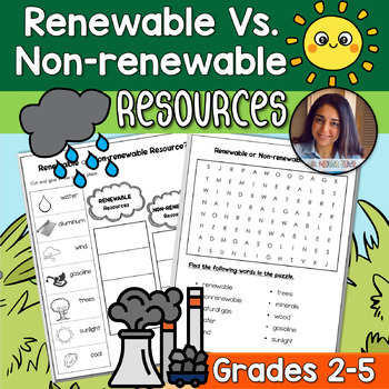 Preview of Renewable & Non-Renewable Resources {Worksheets}  - Ms Marwa Tarek