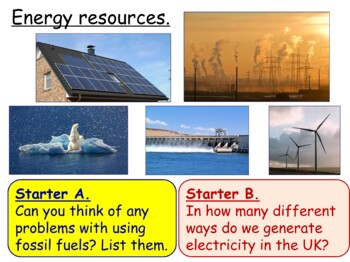 Preview of Renewable & Non-renewable Energy Resources KS3 Double Lesson PowerPoint 7Id 7Ie