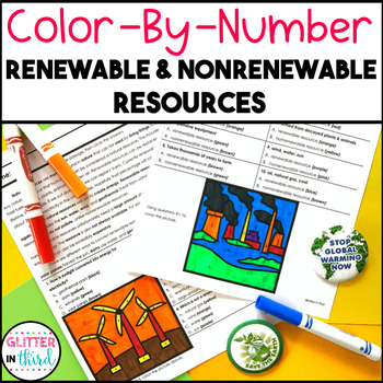 Preview of Renewable & Nonrenewable Resources Activities Worksheets Color By Number