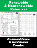 Renewable & Nonrenewable Resources Crossword Puzzle & Word