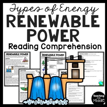 Preview of Renewable Power Informational Text Reading Comprehension Worksheet Energy Types