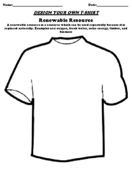 Renewable Resource Design your T-Shirt Worksheet by Pointer Education