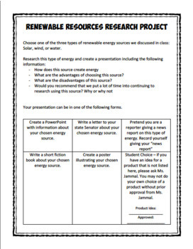 Preview of Renewable Resources Science Research Project (Distance Learning)