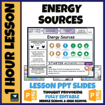 Renewable V Non-Renewable Energy Lesson by Cre8tive Resources | TPT