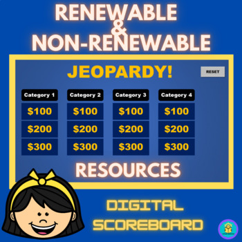 Preview of Renewable and Non-Renewable Resources/Energy Jeopardy Game
