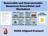 Renewable and Non Renewable Resources PowerPoint and Worksheet