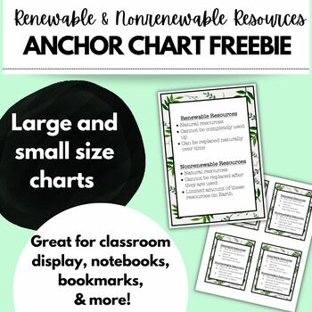 Preview of Renewable and Nonrenewable Anchor Chart Freebie