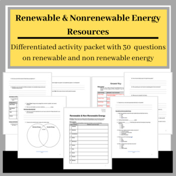Preview of Renewable and Nonrenewable Energy: Webquest, Review or Assessment