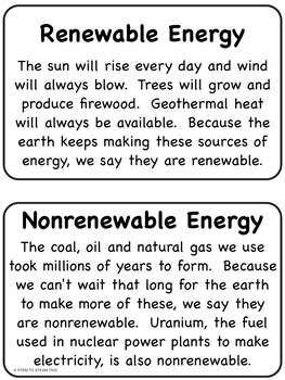 Renewable and Nonrenewable Energy Reading Passages for NGSS - Black and