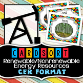 Renewable and Nonrenewable Resources - Card Sort - CER Format