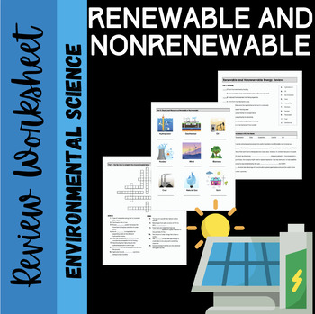 Preview of Renewable and Nonrenewable Energy Review Worksheet