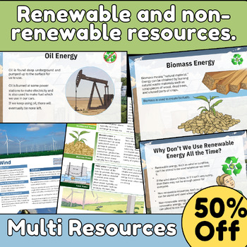 Preview of Renewable and nonrenewable resources,renewable energy worksheets activities