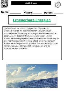 Preview of Renewable energies Summary in German