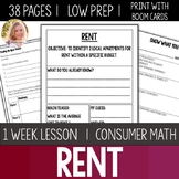 Rent Lesson Unit Consumer Math Life Skills Special Education