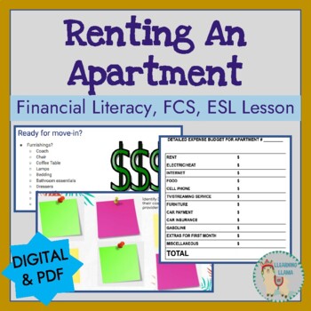 Preview of Renting an Apartment Financial Literacy - Personal Finance Lesson