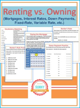 Preview of Renting vs. Owning a Home (Mortgages, Interest, Down Payment, etc)