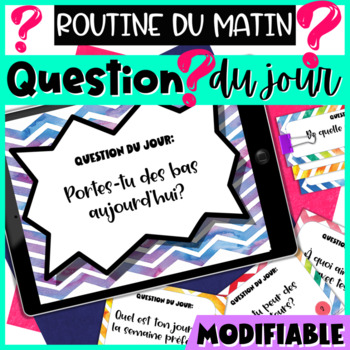 Preview of French 100 questions Morning routine Speaking prompts Editable PDF PowerPoint