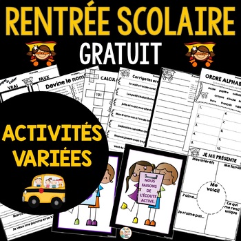Preview of Rentrée Scolaire - En français - GRATUIT -  French Back to School Activities