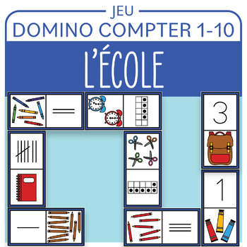 Preview of Rentrée scolaire Domino école Nombres 1-10 Boîtes de 10 Jeu French BTS game