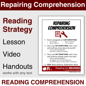 Preview of Repairing Comprehension - Active Reading Strategy Lesson - Digital EASEL by TpT