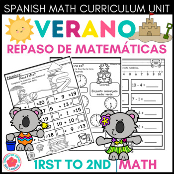 Preview of Repaso de Verano Matemáticas Primer a Segundo Grado Summer Math Review