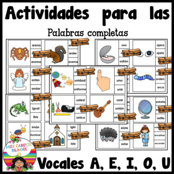 Repaso de las vocales Rompecabezas Spanish Vowel Sounds Review Puzzles