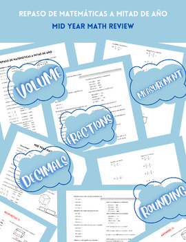 Preview of Repaso de matemáticas mitad de año / Mid Year Math Review / Spanish and English