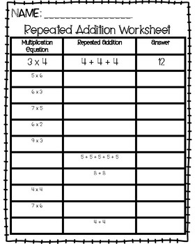 Preview of Repeated Addition with Answer Keys!