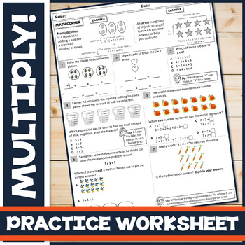 Preview of Repeated Addition & Arrays in Mulitplication: Practice Worksheet