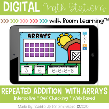 Preview of Repeated Addition with Arrays | Digital Task Cards | Boom Cards™