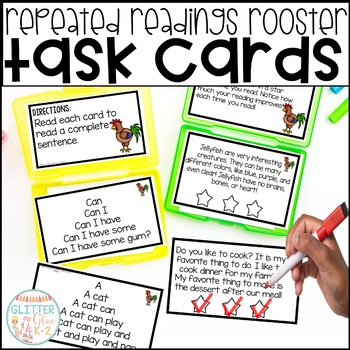 Preview of Repeated Readings Task Cards for Fluency for First & Second Grade