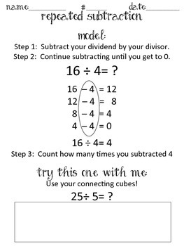 repeated subtraction using connecting cubes by ride away