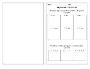 Preview of Repeated Subtraction/Division practice