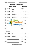 Repeated Addition Worksheets (3 levels of difficulty)