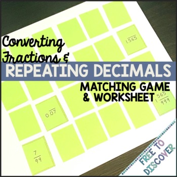 Preview of Repeating Decimals Matching Game