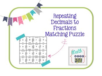 Preview of Repeating Decimals to Fractions Puzzle