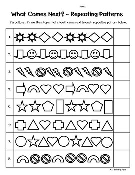 repeating patterns what comes next worksheet by 4